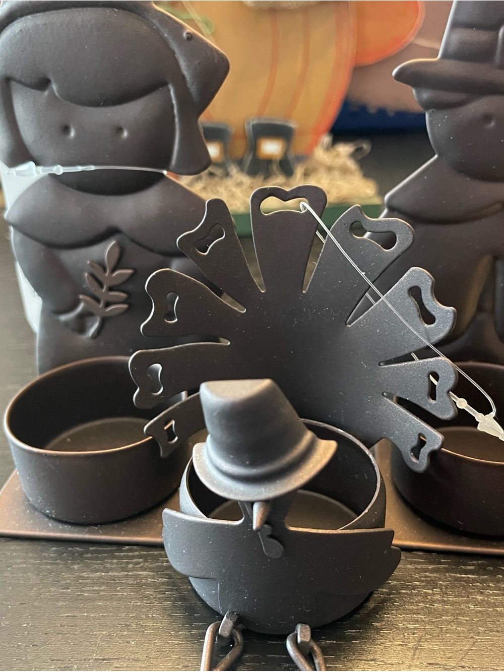 Yankee Candle Brown Holiday pilgrim and Turkey Tealight Holder Set